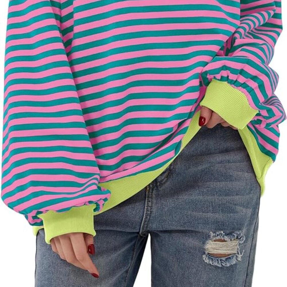 Striped Color Block Sweatshirt - New